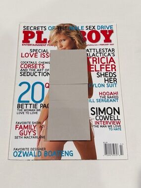 PLAYBOY cover with red and blue text